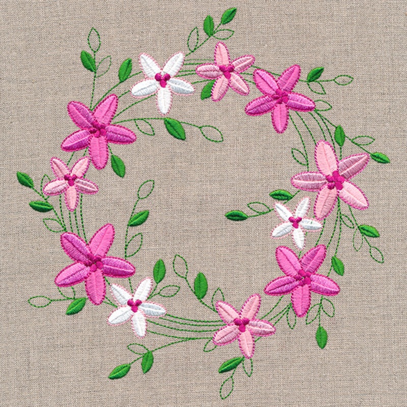 Wildflower Blossoms Wreath|7.81″ x 7.49″ / 198.28mm x 190.18mm|7.01″ x 6.72″ / 177.95mm x 170.71mm|6.13″ x 5.88″ / 155.61mm x 149.28mm|5.08″ x 4.88″ / 129.11mm x 123.87mm|All Sizes