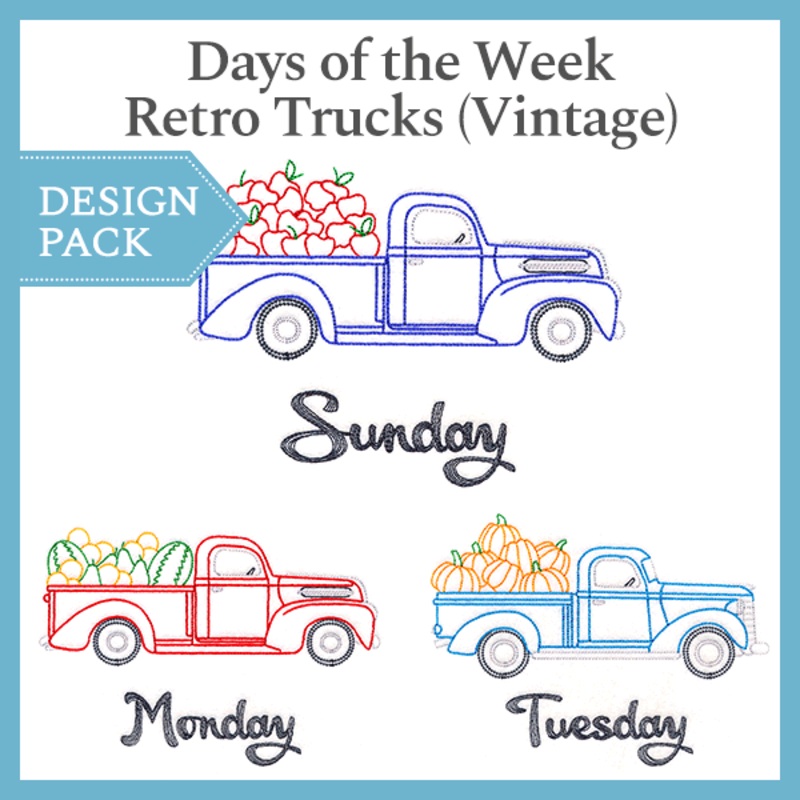 A Days of the Week Retro Trucks (Vintage) Design Pack