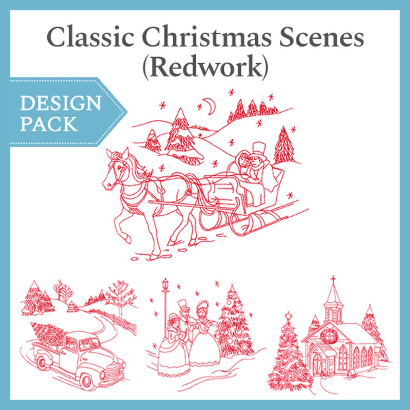 A Classic Christmas Scenes (Redwork) Design Pack