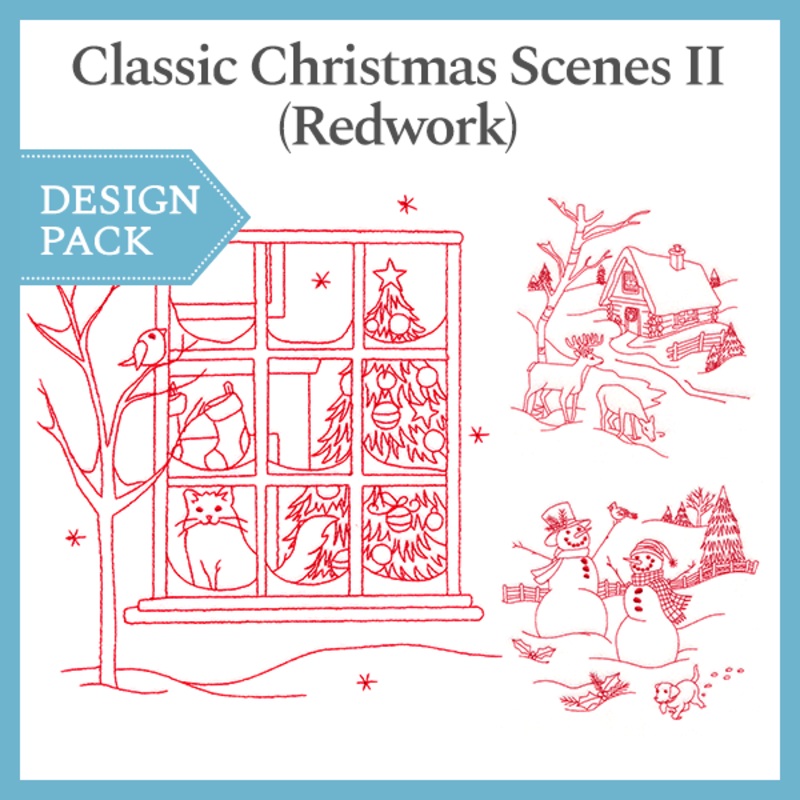 A Classic Christmas Scenes II (Redwork) Design Pack