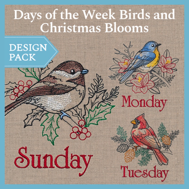 A Days of the Week Birds and Christmas Blooms Design Pack