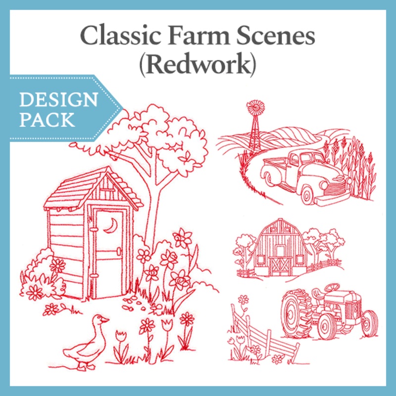 A Classic Farm Scenes (Redwork) Design Pack