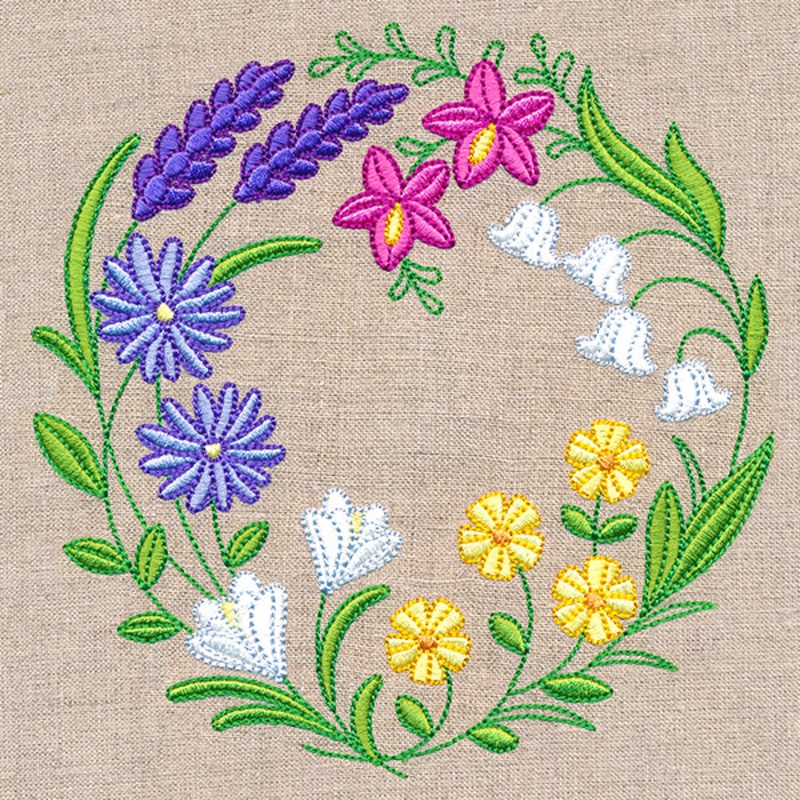 Wild Blooms Wreath|5.95″ x 5.85″ / 151.13mm x 148.59mm|4.92″ x 4.84″ / 124.98mm x 122.86mm|3.89″ x 3.82″ / 98.72mm x 97.08mm|All Sizes