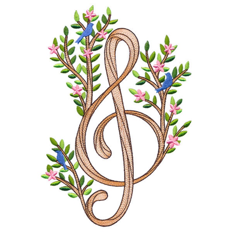 Woodland Blooms Treble Clef|9.95″ x 6.86″ / 252.73mm x 174.24mm|8.54″ x 5.88″ / 216.98mm x 149.47mm|7.7″ x 5.3″ / 195.47mm x 134.67mm|6.84″ x 4.71″ / 173.77mm x 119.71mm|3.89″ x 2.68″ / 98.76mm x 68.02mm|All Sizes