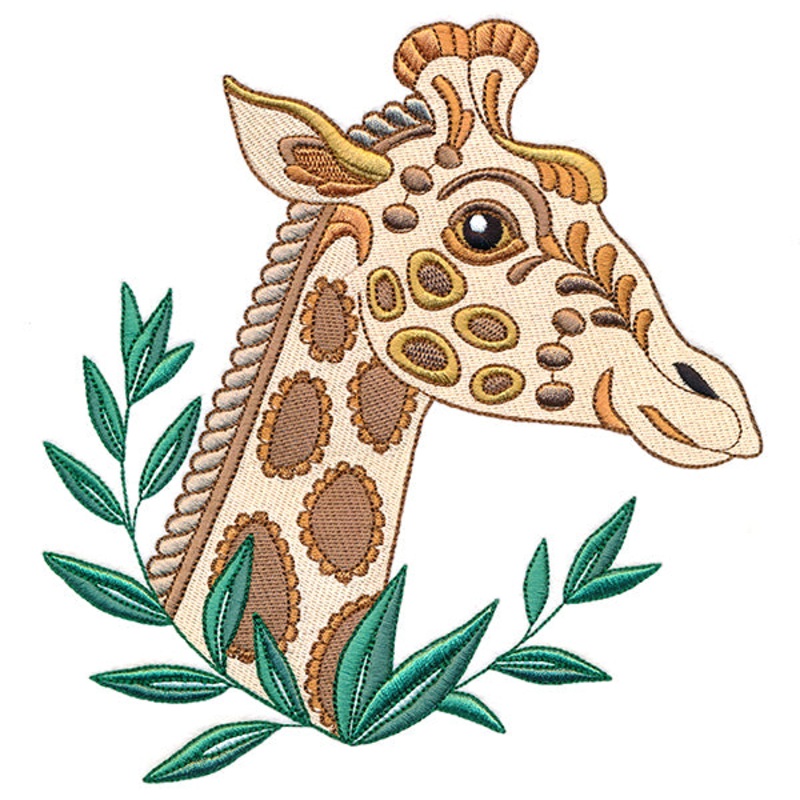 Wild Stitches Giraffe|7.8″ x 7.51″ / 198.22mm x 190.77mm|7.01″ x 6.75″ / 178.05mm x 171.44mm|6.09″ x 5.86″ / 154.62mm x 148.88mm|5.03″ x 4.85″ / 127.8mm x 123.12mm|3.9″ x 3.76″ / 99.14mm x 95.5mm|All Sizes