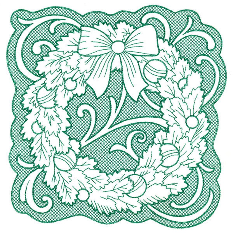 Wreath of Christmas Square (Trapunto)