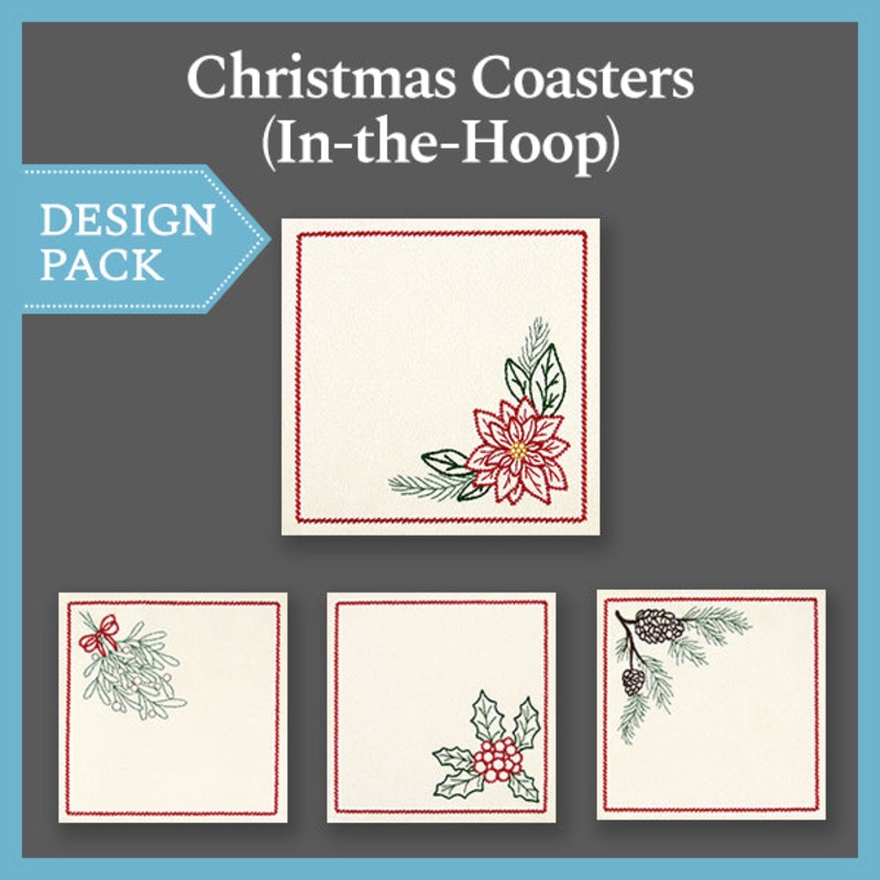 A Christmas Coasters (In-the-Hoop) Design Pack