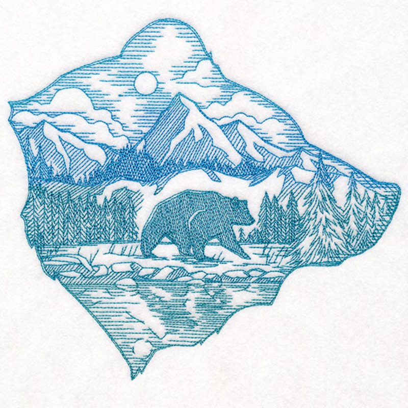 Wild Woods Bear Scene Etching|6.88″ x 7.54″ / 174.73mm x 191.59mm|5.85″ x 6.41″ / 148.57mm x 162.91mm|4.85″ x 5.32″ / 123.2mm x 135.02mm|All Sizes