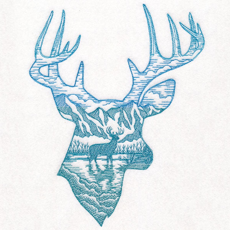 Wild Woods Deer Scene Etching|8.68″ x 6.86″ / 220.47mm x 174.34mm|7.42″ x 5.86″ / 188.36mm x 148.91mm|6.13″ x 4.85″ / 155.67mm x 123.07mm|All Sizes