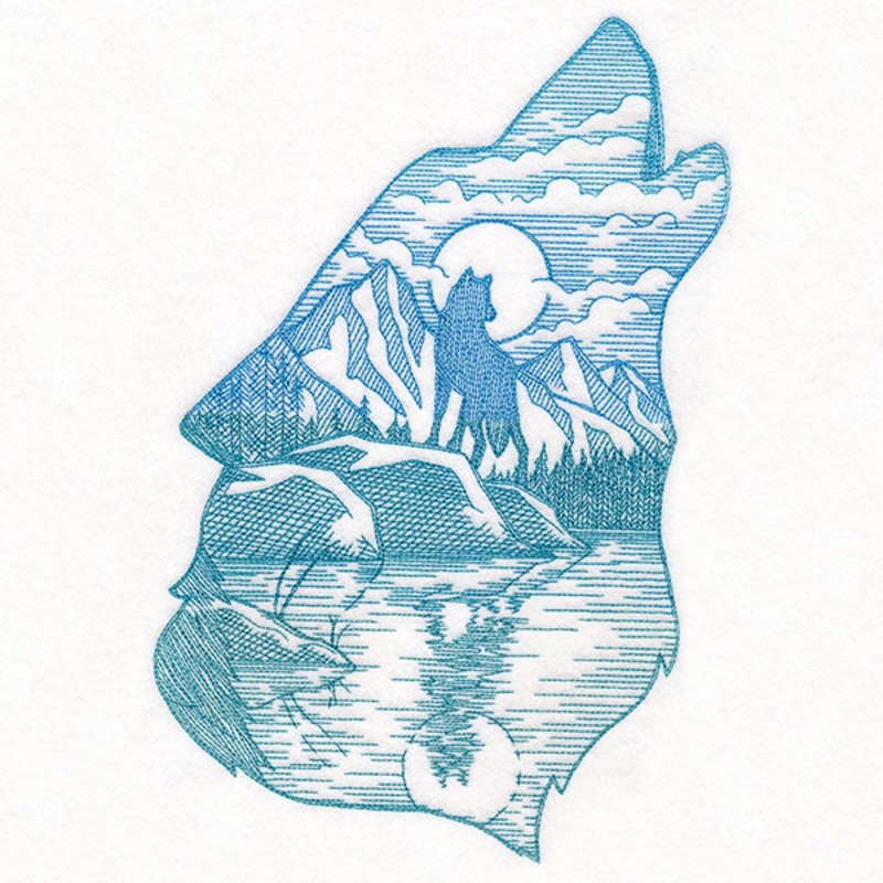 Wild Woods Wolf Scene Etching|10.17″ x 6.84″ / 258.38mm x 173.82mm|8.69″ x 5.85″ / 220.84mm x 148.55mm|7.8″ x 5.25″ / 198.12mm x 133.27mm|6.85″ x 4.61″ / 173.99mm x 116.99mm|All Sizes