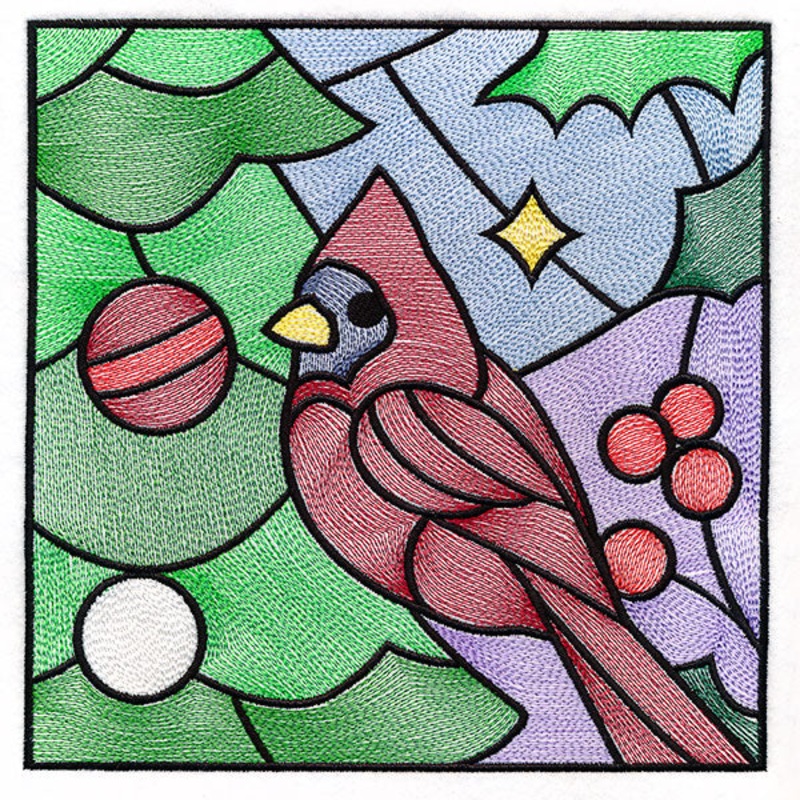 A Birds at Christmas Tree Scene Square 4