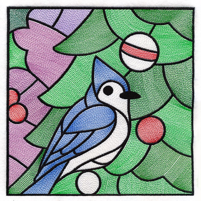 A Birds at Christmas Tree Scene Square 5