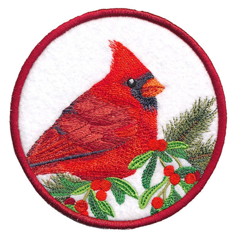 Winter Cheer Coaster – Cardinal (In-the-Hoop)