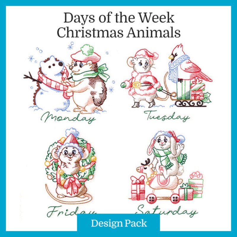 A Days of the Week Christmas Animals Design Pack