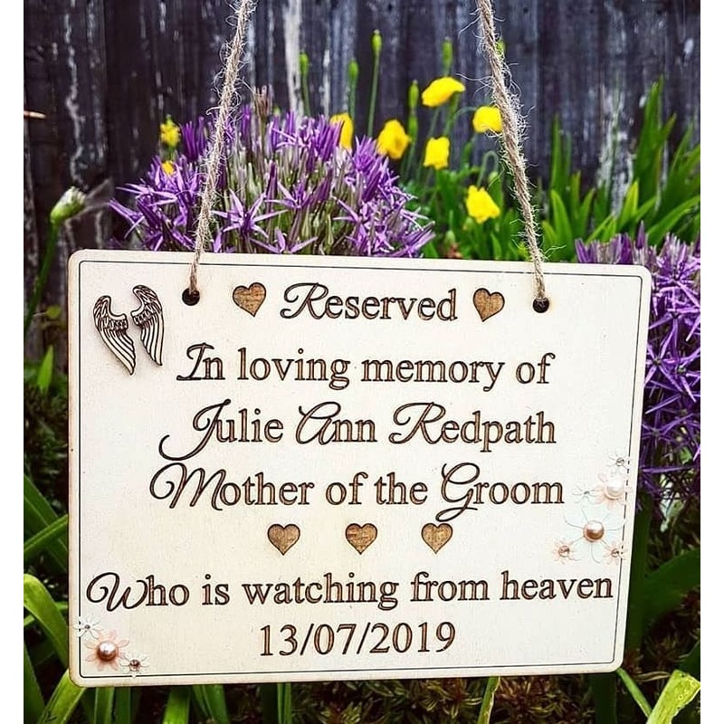 20cm x 15cm Reserved/In Loving Memory Wedding Sign