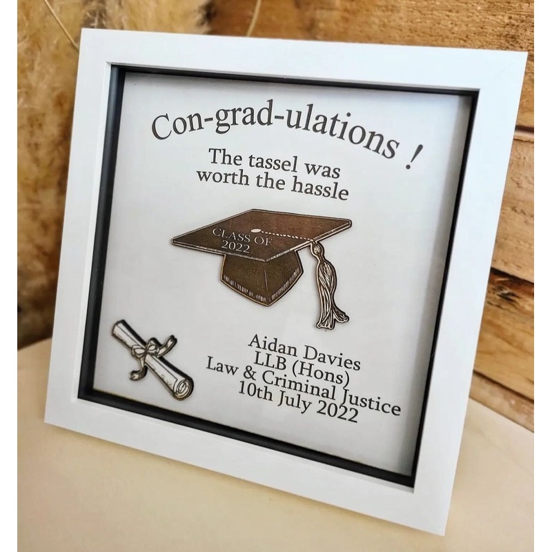 3D Cap & Scroll Graduation Glass Box Frame