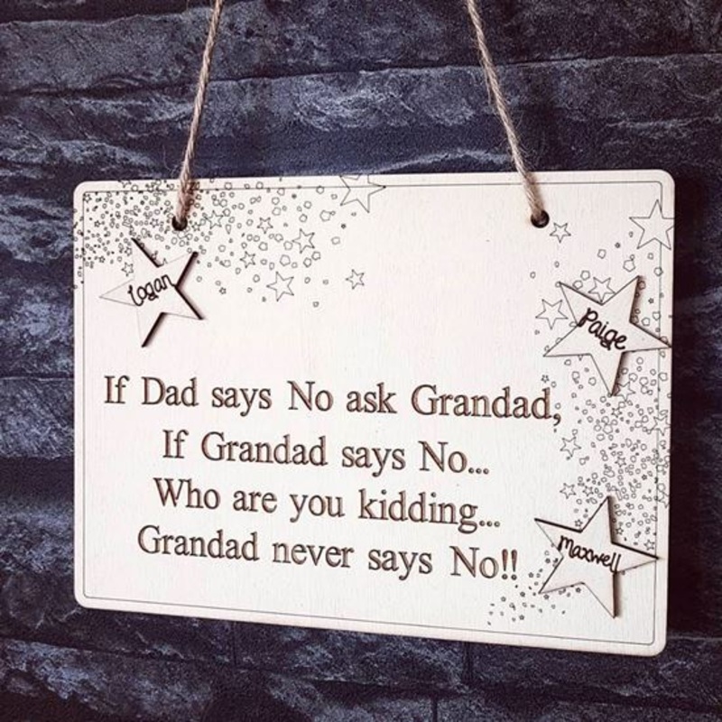 Funny Grandad never says No Sign with 3D stars