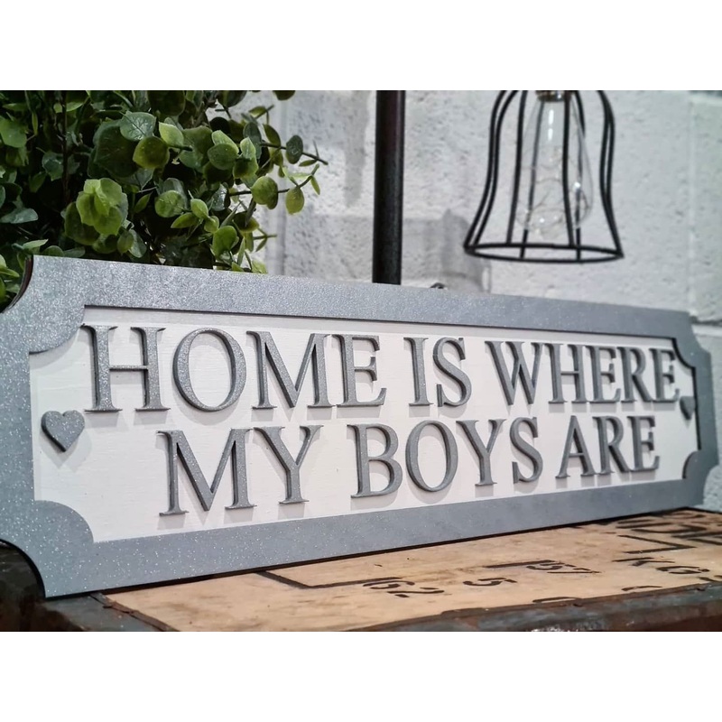 Home is where my boys are 3D Train/Street Sign (GREY)