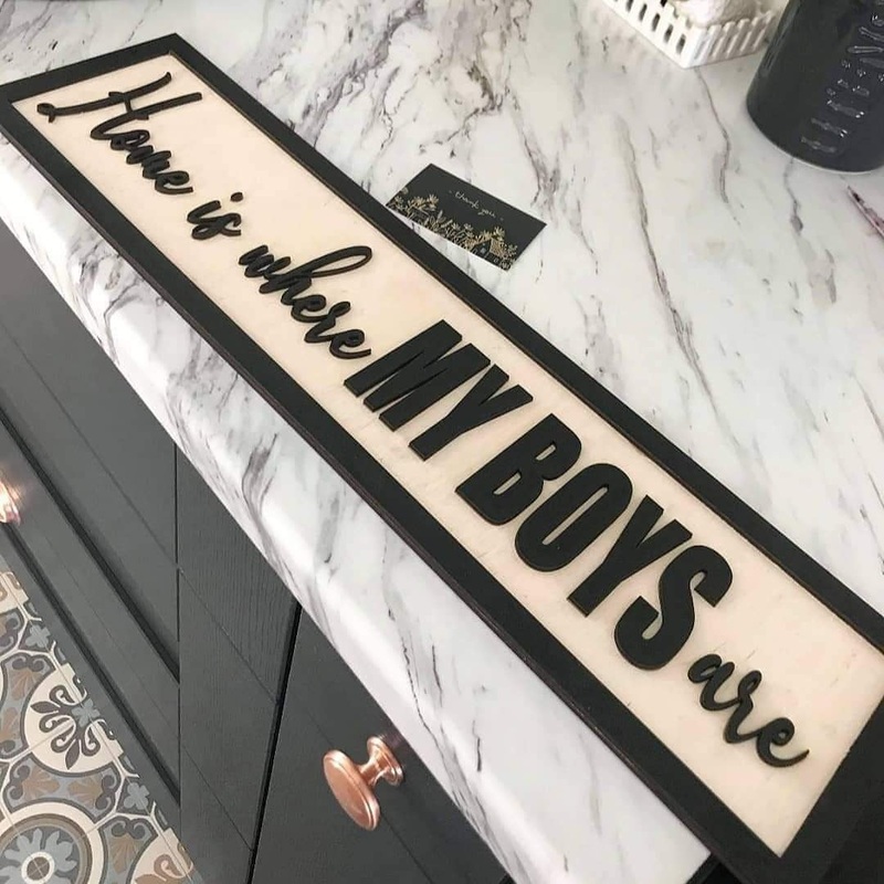 Home is where my boys are Black & Birch 3D Sign – Mrs Hinch has this!