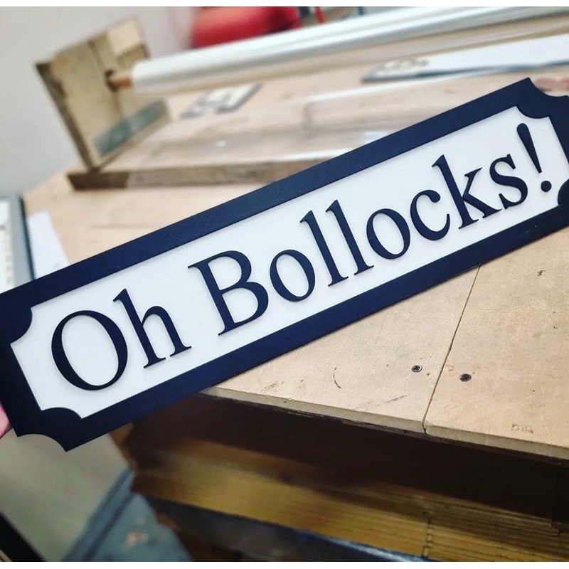 Oh Bollocks! 3D Train Sign|Black|Grey
