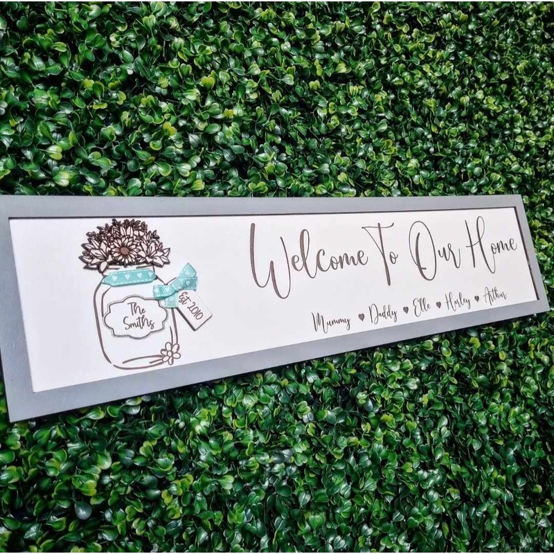 Personalised 3D Floral Jam Jar/Welcome To Our Home Country Sign