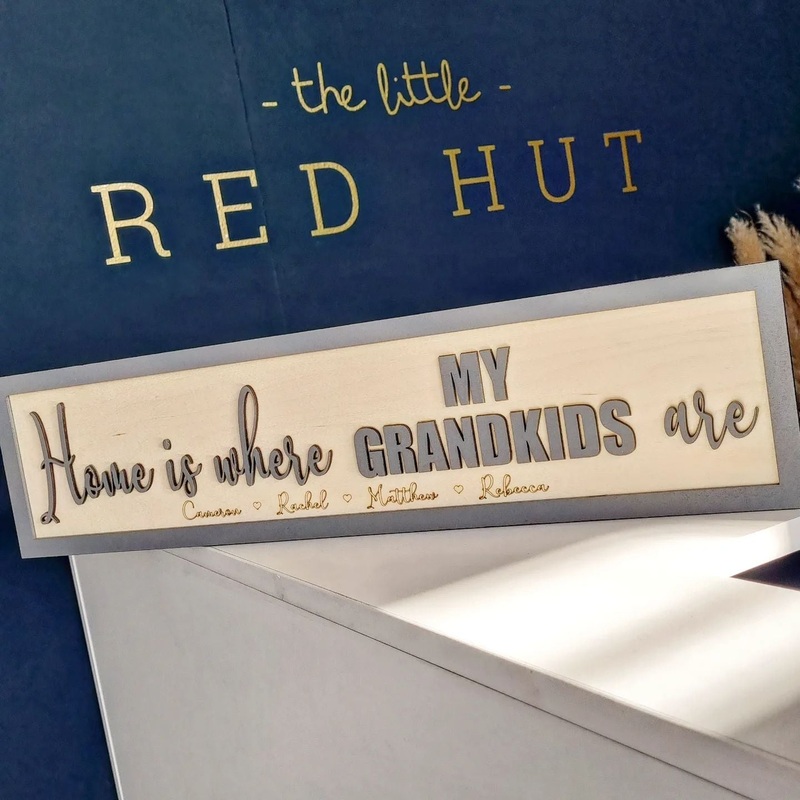 Personalised Home is where MY GRANDKIDS are Grey & Birch 3D Sign
