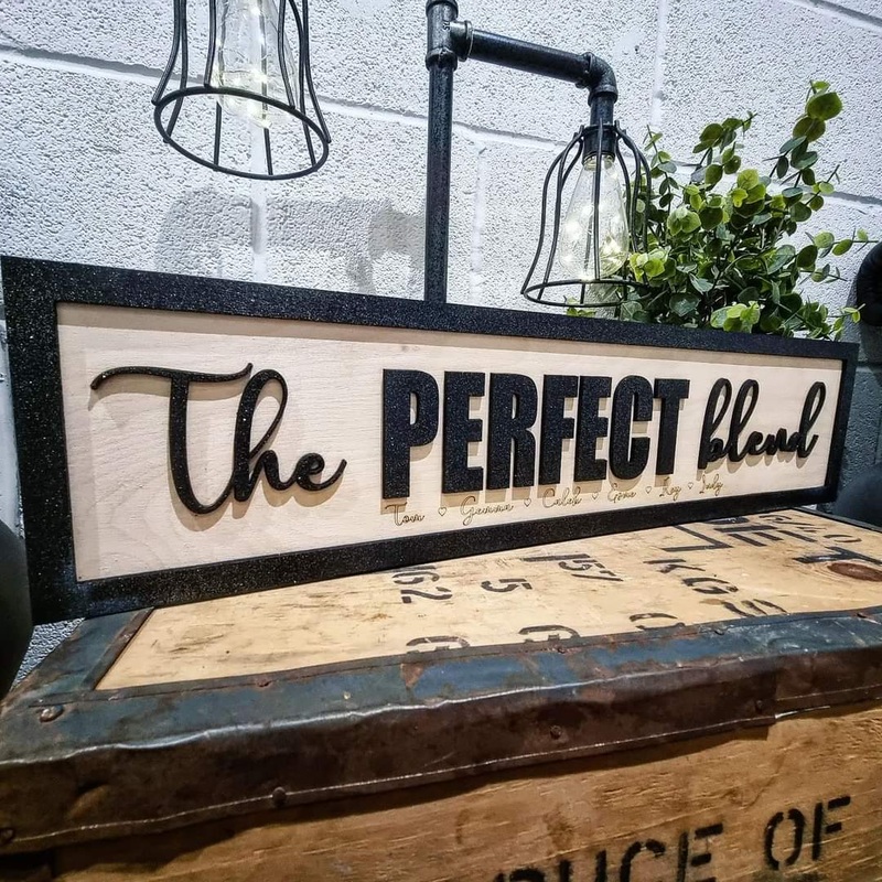 Personalised The Perfect Blend Black and Birch 3D Sign