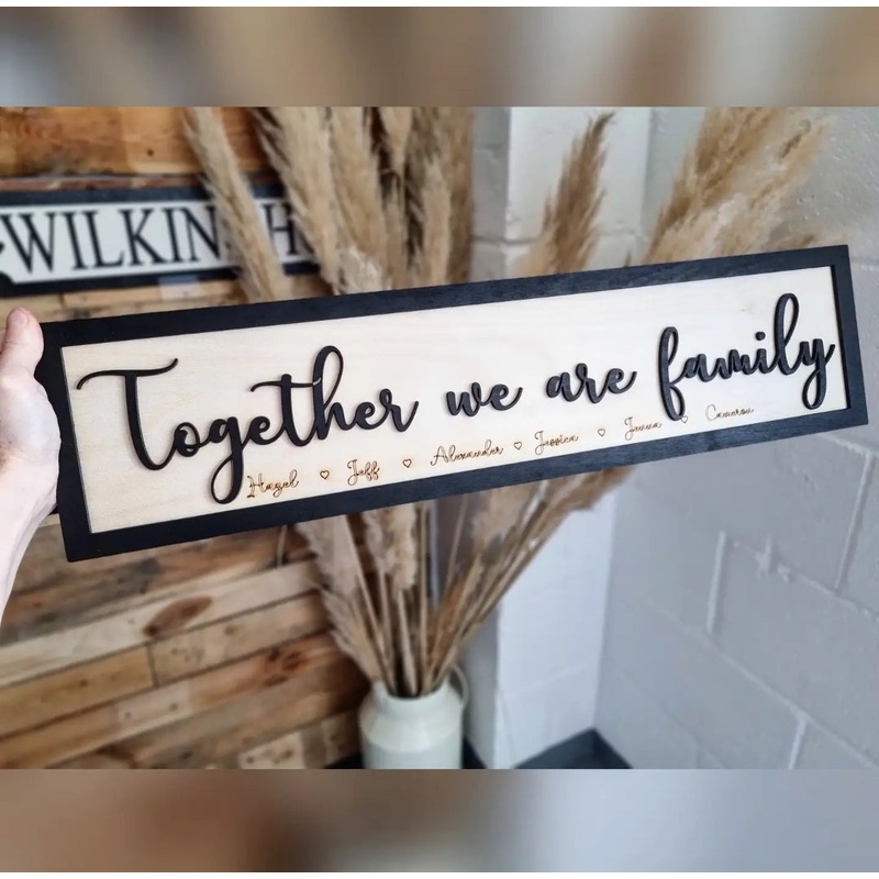 Personalised Together we are family Black & Birch 3D Sign