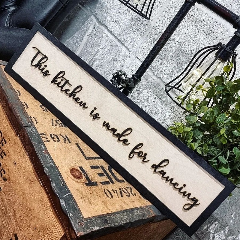 This kitchen is made for dancing Black & Birch 3D Sign