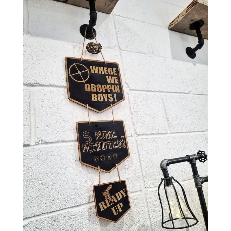 Three-Tier Gaming Signs with Personalised Grenade