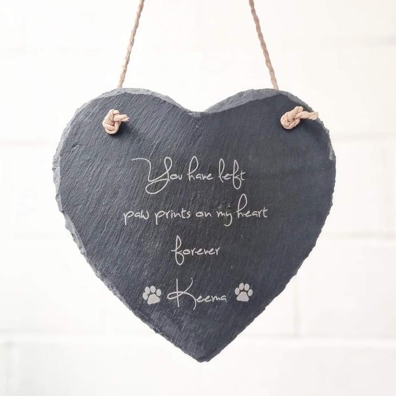 You have left paw prints on my heart forever Pet Memorial Slate Heart