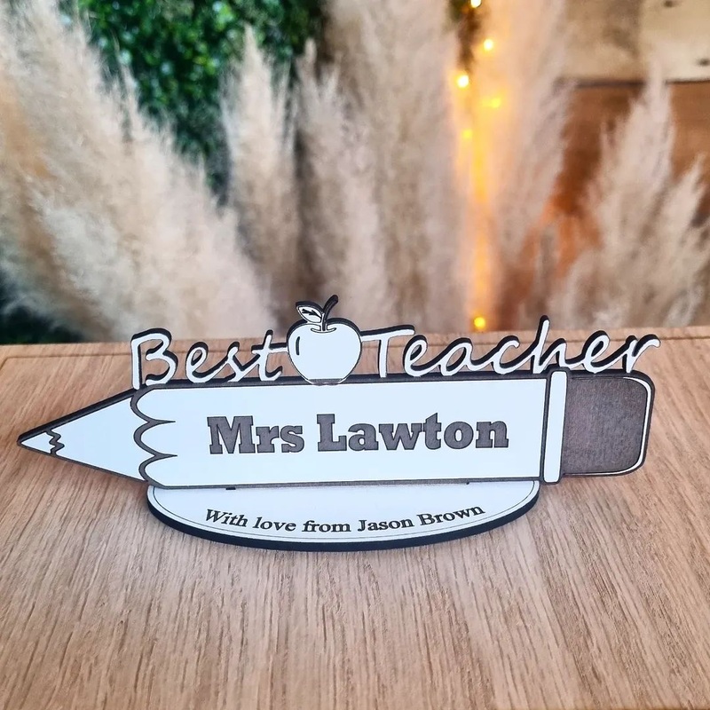 Personalised Best Teacher Pencil Gift with stand
