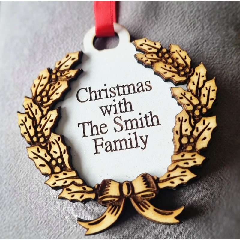 Personalised Christmas Wreath Tree Decoration