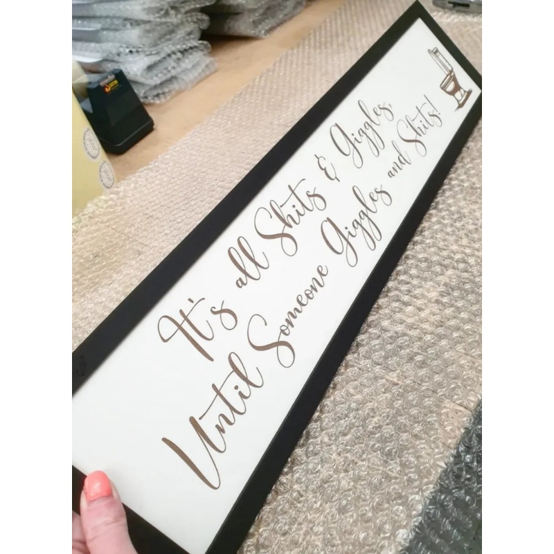 Shits and Giggles Funny Bathroom Country Sign