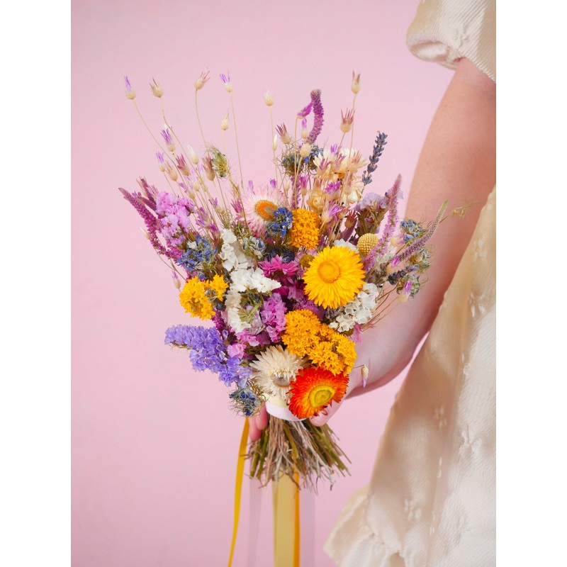 The Botanical Grove Dried Flower Baked Blossom Bridesmaid Bouquet