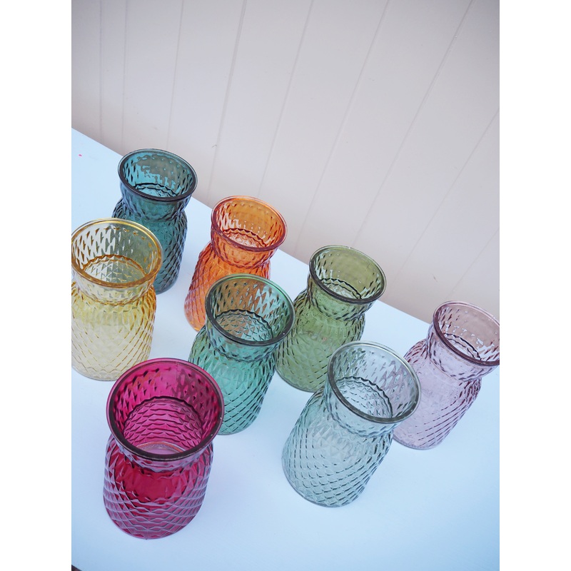 The Diamond Vase|Bluey green|Berry red|Yellow Sapphire|Soft pink|Clementine Orange|Eucalyptus|Sea glass|Forest green