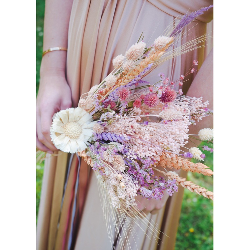 The Enchanted Meadow Dried Flower Baked Blossom Bridesmaid Bouquet
