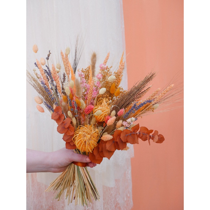 The Fall Harvest Dried Flower Baked Blossom Bridal Bouquet