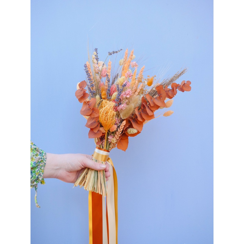The Fall Harvest Dried Flower Baked Blossom Bridesmaid Bouquet