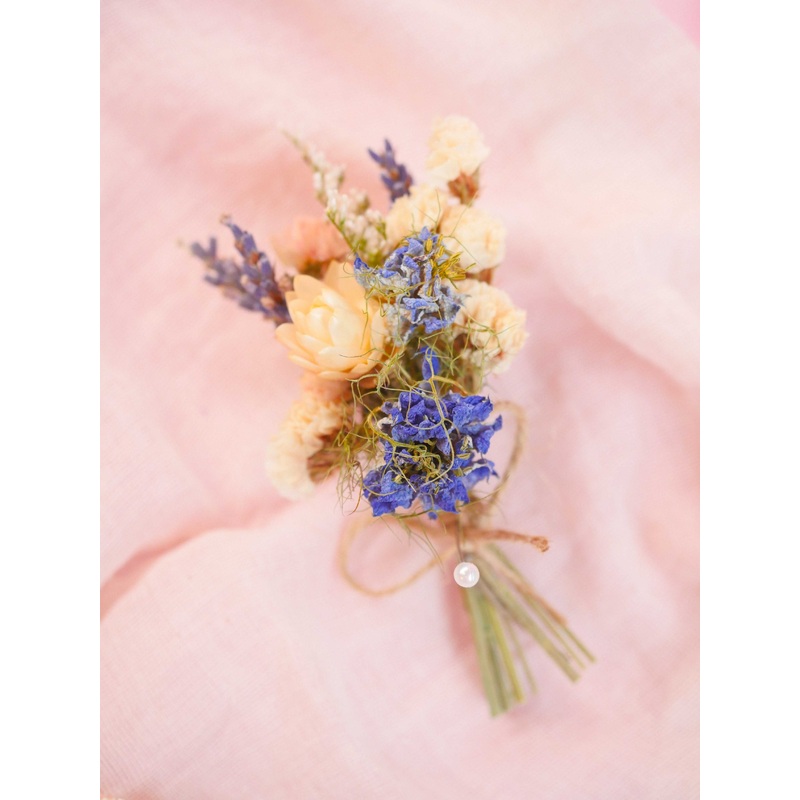 The Pearly Prairie Dried Flower Baked Blossom Boutonnire