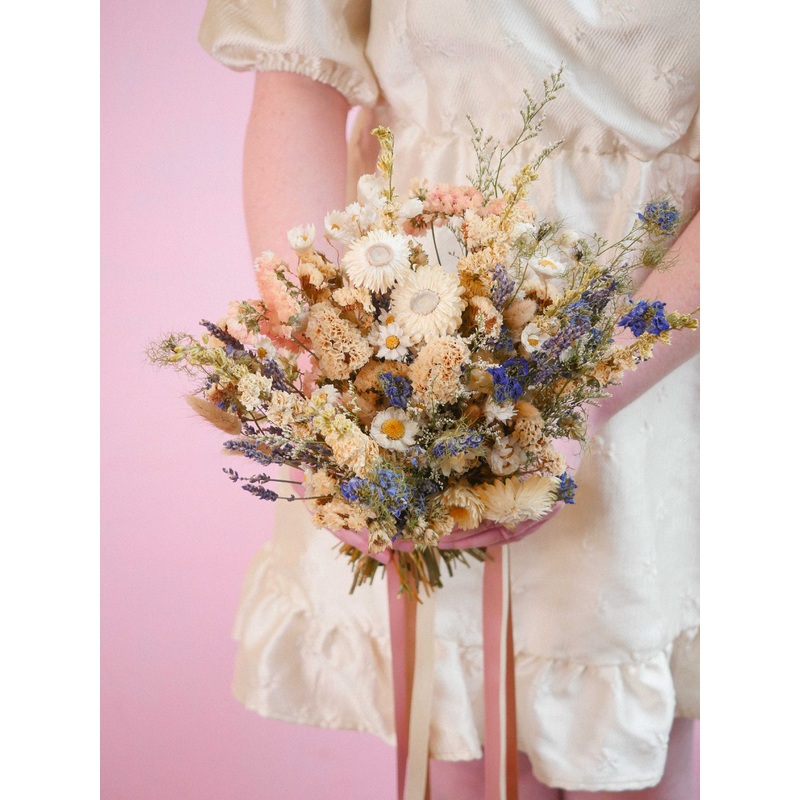 The Pearly Prairie Dried Flower Baked Blossom Bridal Bouquet