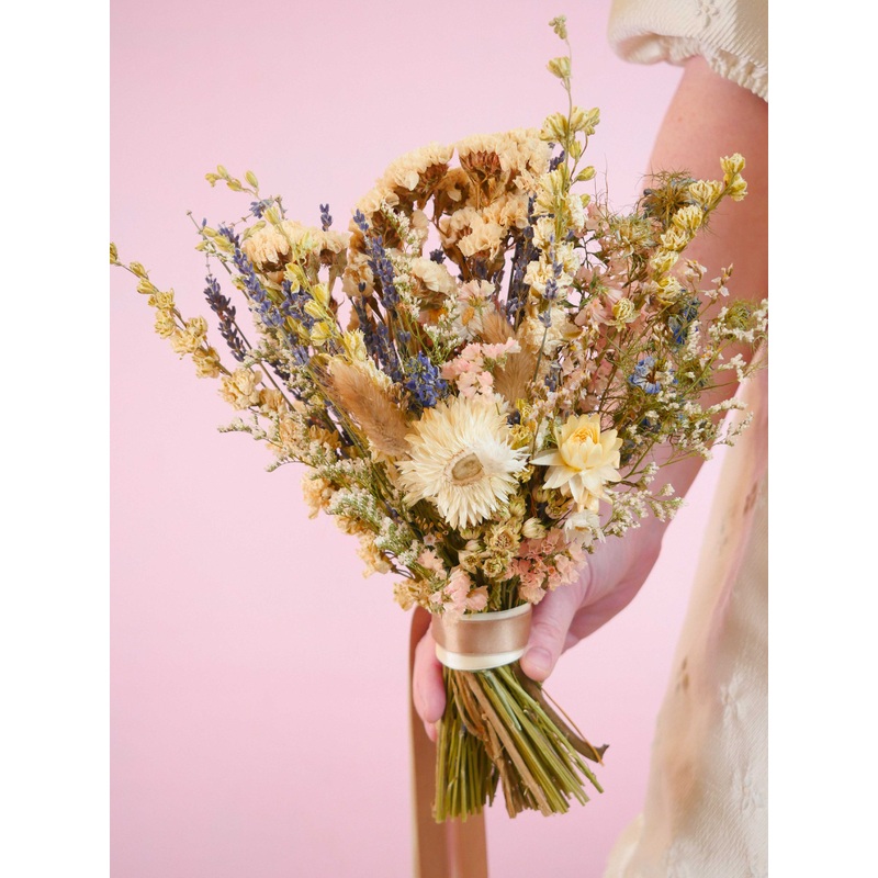 The Pearly Prairie Dried Flower Baked Blossom Bridesmaid Bouquet