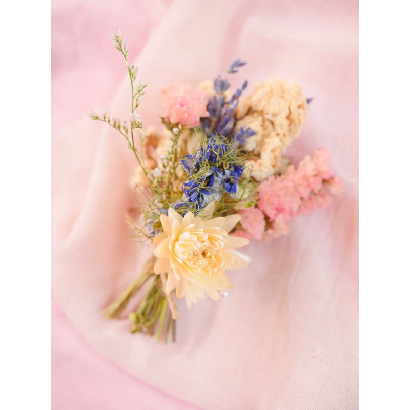 The Pearly Prairie Dried Flower Baked Blossom Corsage
