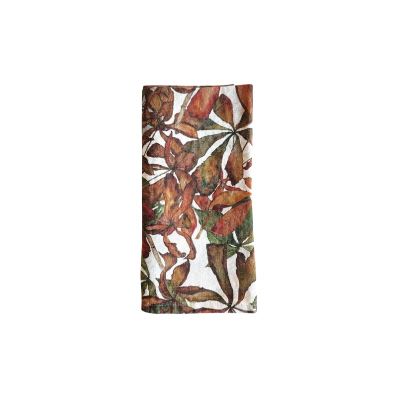 Autumn Leaves Horse Chestnut Linen Napkin