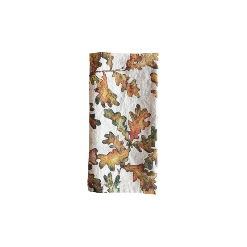 Autumn Leaves Oak Linen Napkin