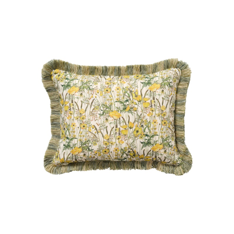 Buttercup Rectangle Cushion with Multi Fringe Trim