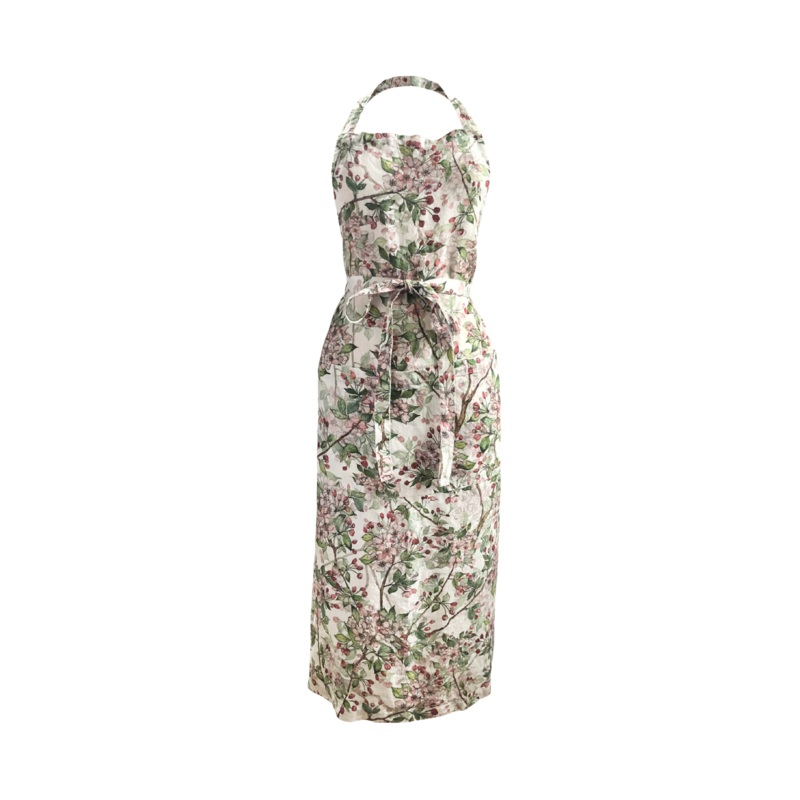 Cherry Blossom printed Linen Apron