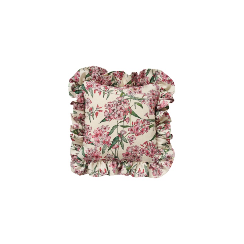 Pink Phlox Cushion with Frill