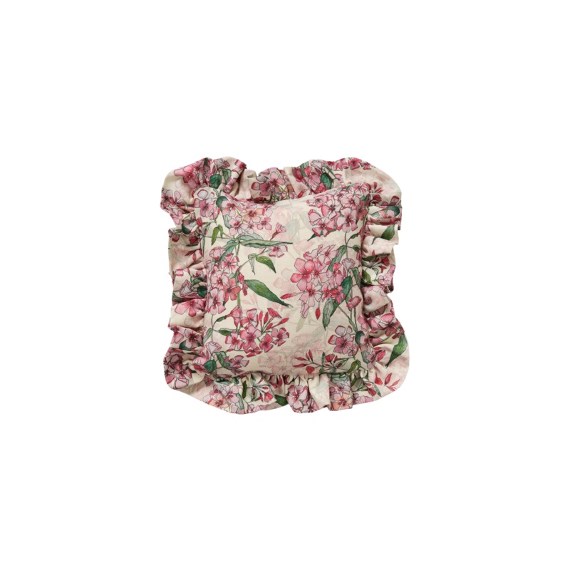Pink Phlox Rows Cushion with Frill