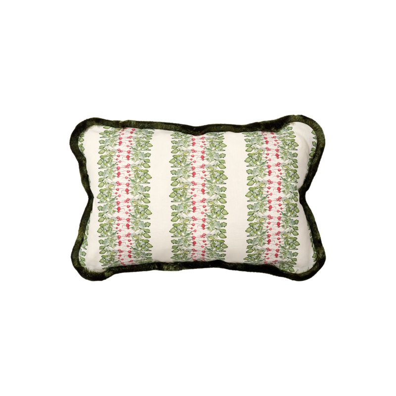 Radish Stripe Rectangle Cushion with Silk Trim